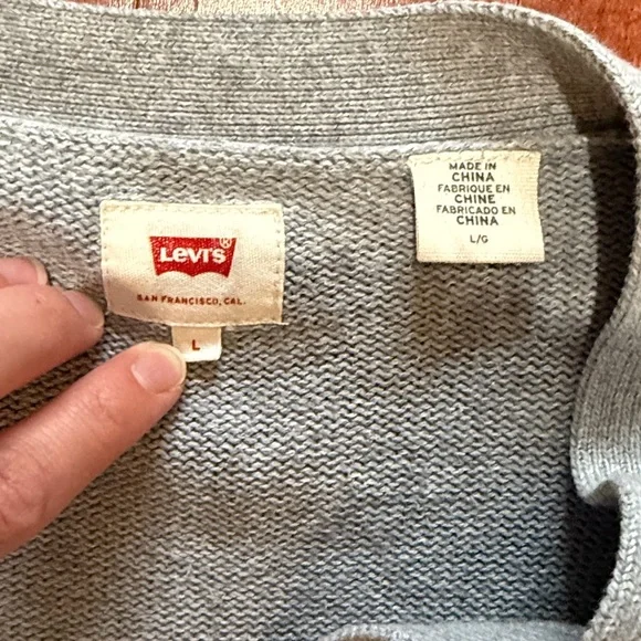 Levi's Light Gray Cardigan with Dark Blue Stripes - Picture 2 of 3